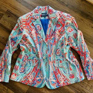 Jones New York Paisley Stretch Plus Blazer